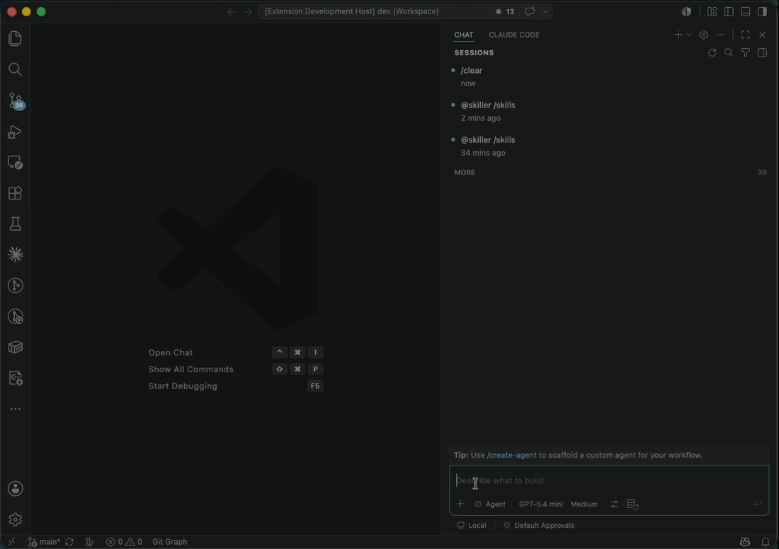 Skiller in action — a skill running with its live execution graph